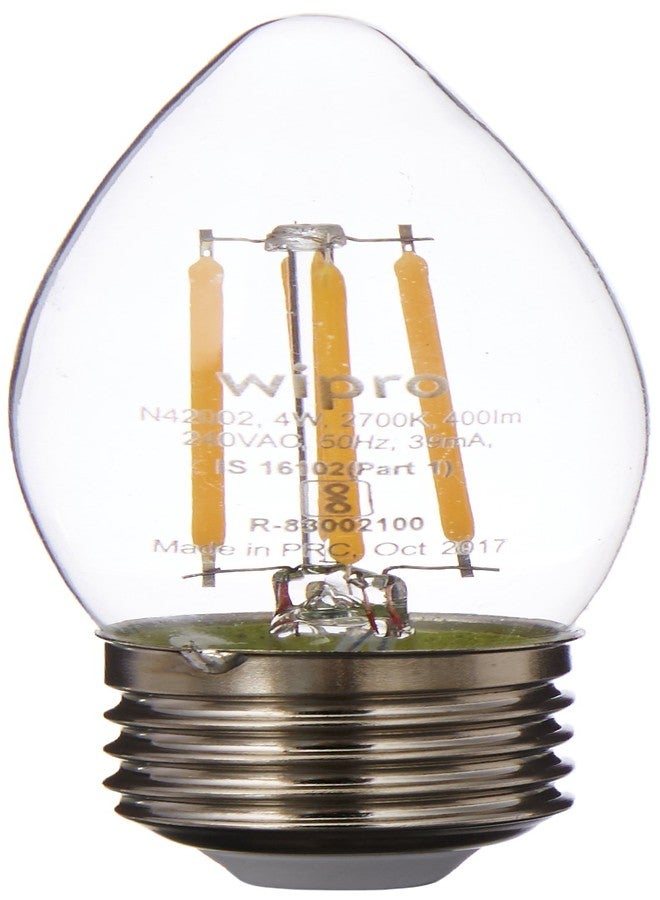 ويبرو مصباح ويبرو جارنيت 4 واط بقاعدة E27، مصباح فتيل شمعي | أبيض دافئ (2700 كلفن) | عبوة من 4 مصابيح | عدسات شفافة لتأثير متلألئ | مصباح فتيل LED للمنزل، المكتب، الثريا، غطاء المصباح الزخرفي - Image 1